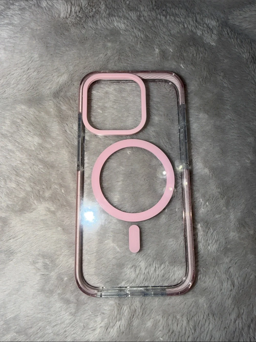iPhone 15 Pro Case Clear Pink Magnetic Ring - Compatible Cell Phone Accessory